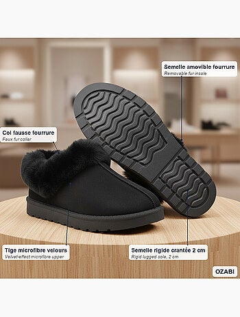 Pantofole donna inverno scandinavo ozabi, suola zigrinata interno esterno
