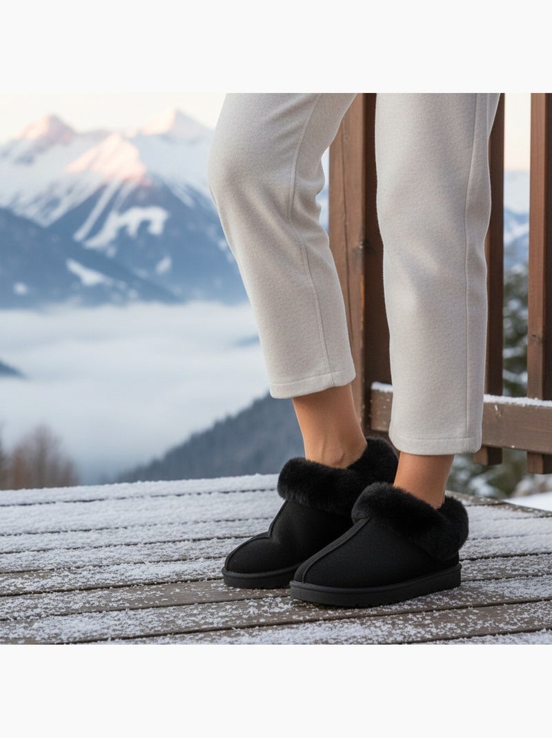 Pantofole donna inverno scandinavo ozabi, suola zigrinata interno esterno Nero - Kiabi