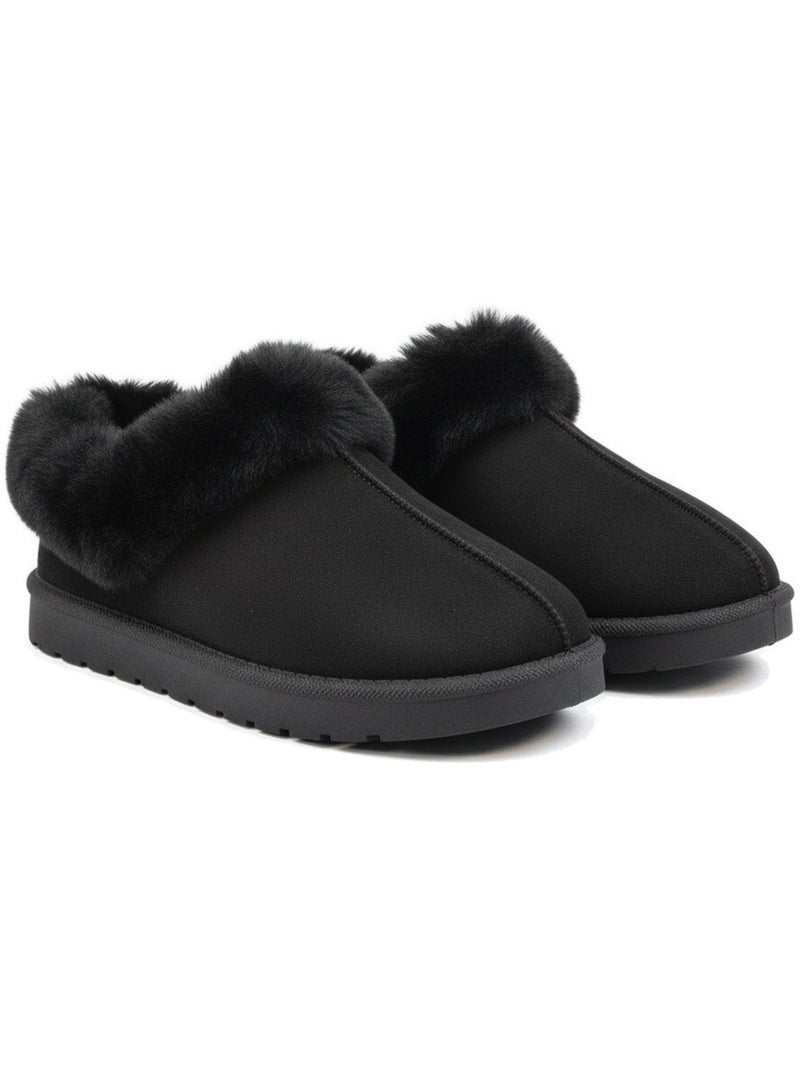 Pantofole donna inverno scandinavo ozabi, suola zigrinata interno esterno Nero - Kiabi