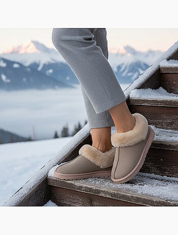 Pantofole donna inverno scandinavo ozabi, suola zigrinata interno esterno