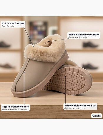 Pantofole donna inverno scandinavo ozabi, suola zigrinata interno esterno