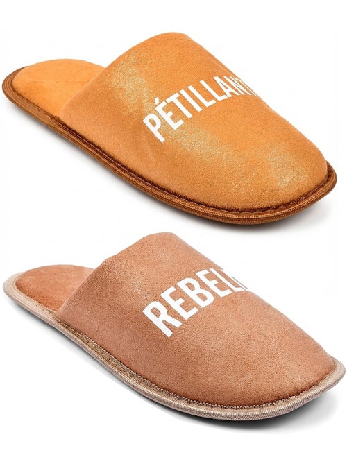 Pantofole Donna Lurex Glitter Confezione da 2 Paia - Kiabi