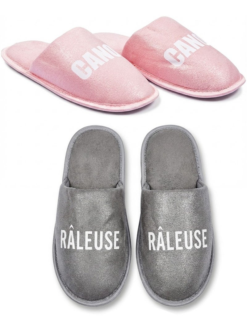 Pantofole Donna Lurex Glitter Confezione da 2 Paia Grigio - Kiabi