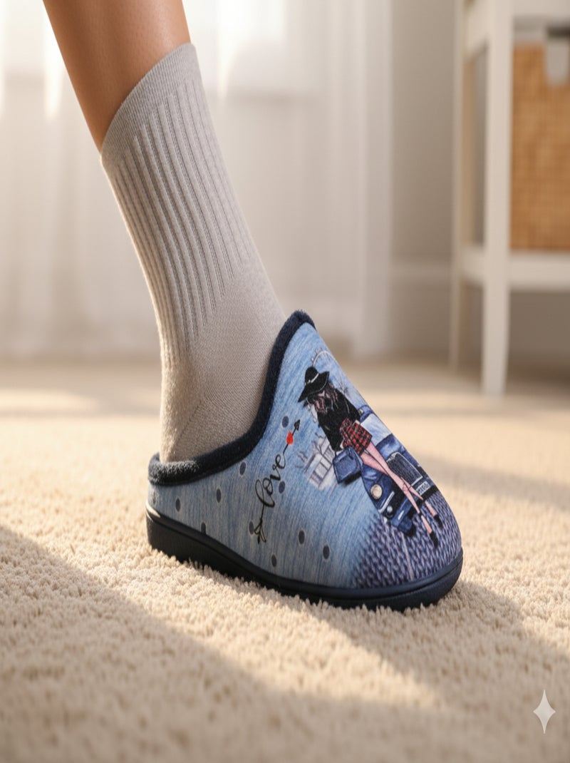 Pantofole Donna Mule PhotoPrint Blu marino - Kiabi