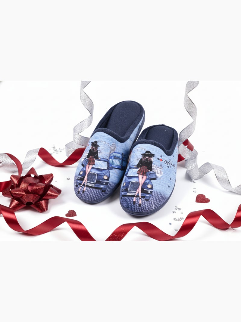 Pantofole Donna Mule PhotoPrint Blu marino - Kiabi