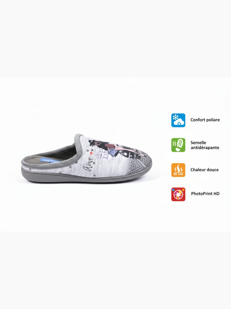 Pantofole Donna Mule PhotoPrint Grigio - Kiabi