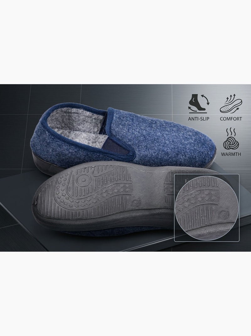 Pantofole Donna OZABI Charentaises Calde Foderate Suola Antiscivolo Blu - Kiabi