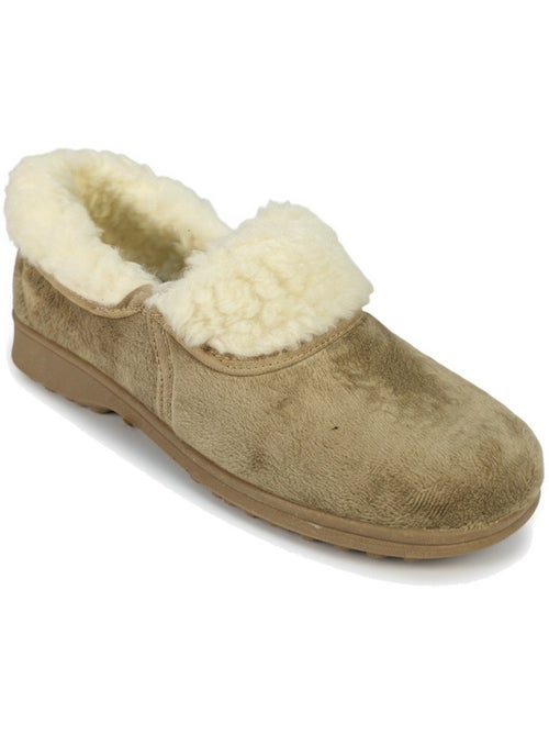 Pantofole donna ozabi charentaises collo in pelliccia, suola amovibile - Kiabi