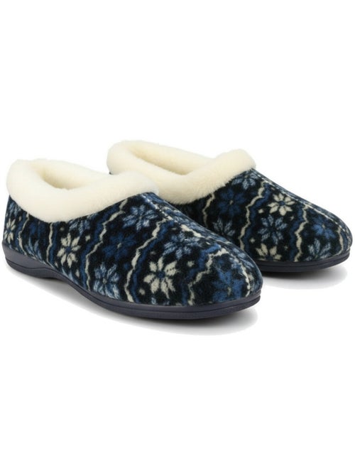 Pantofole donna ozabi charentaises collo in pelliccia, suola amovibile - Kiabi
