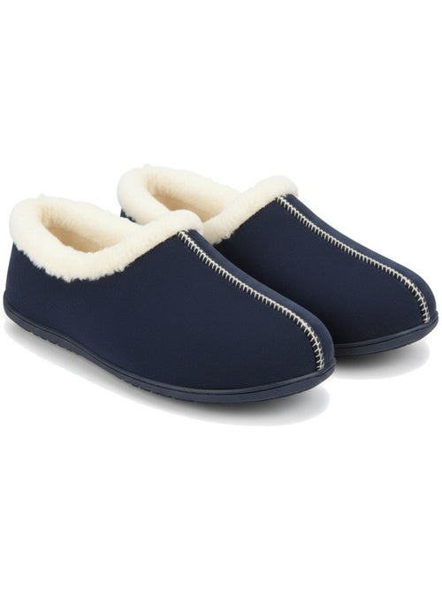 Pantofole donna ozabi charentaises collo in pelliccia, suola amovibile - Kiabi