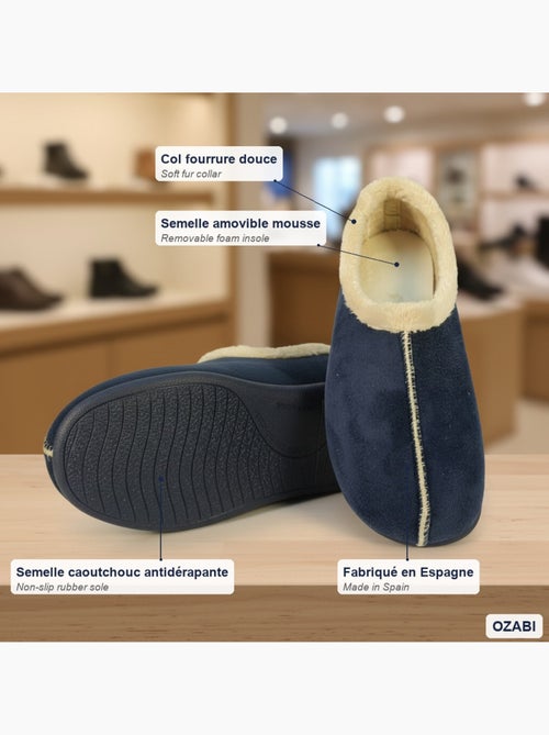 Pantofole donna ozabi charentaises collo in pelliccia, suola amovibile - Kiabi