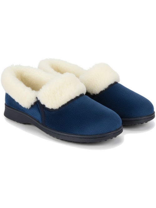 Pantofole donna ozabi charentaises collo in pelliccia, suola amovibile - Kiabi