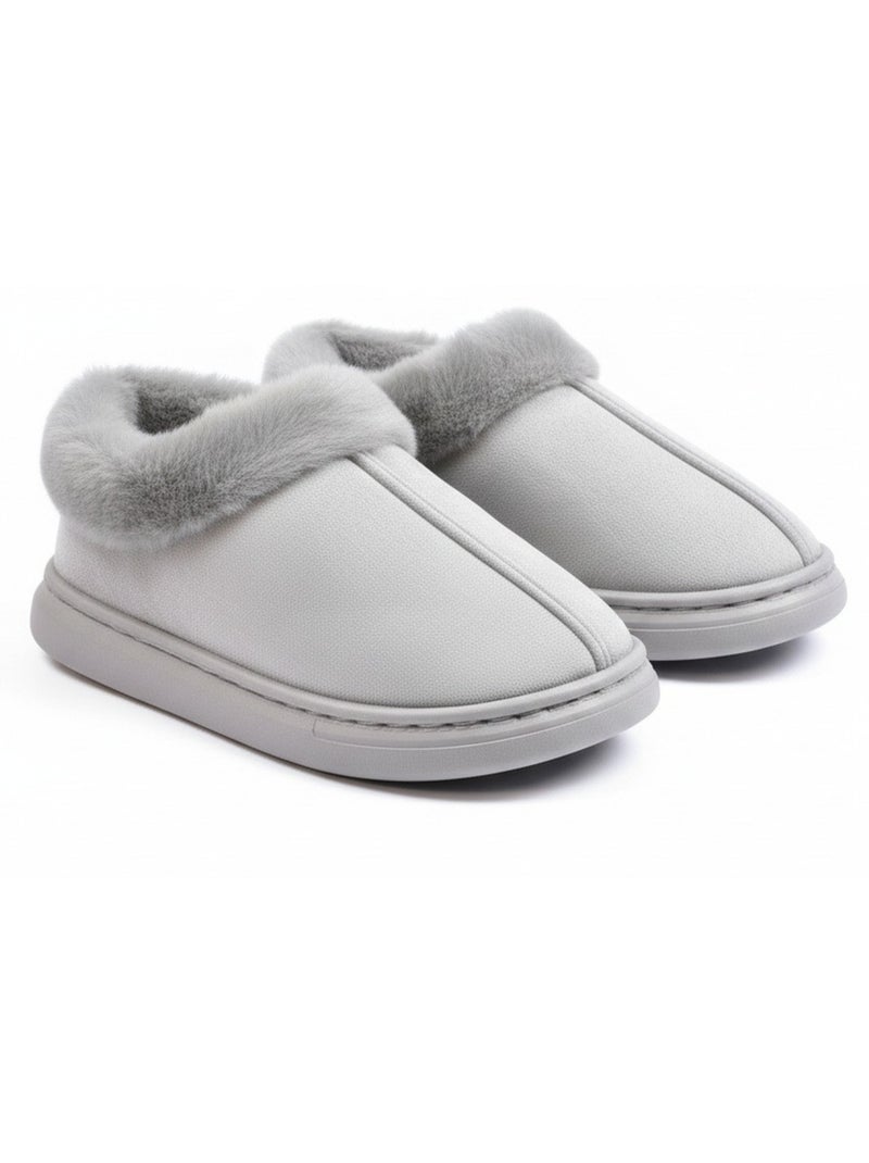 Pantofole donna ozabi chiuse suede sintetico collo pelliccia Grigio - Kiabi