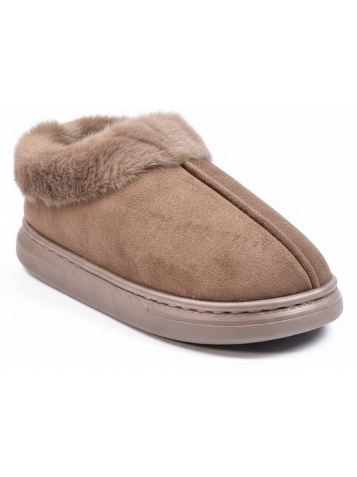 Pantofole donna ozabi chiuse suede sintetico collo pelliccia - Kiabi Pantofole donna ozabi chiuse suede sintetico collo pelliccia - Kiabi
