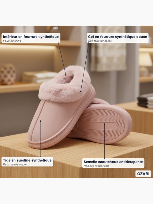 Pantofole donna ozabi chiuse suede sintetico collo pelliccia - Kiabi Pantofole donna ozabi chiuse suede sintetico collo pelliccia - Kiabi
