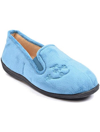 Pantofole donna ozabi, feltro ricamato fiori, elastici di sostegno