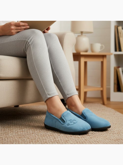 Pantofole donna ozabi, feltro ricamato fiori, elastici di sostegno - Kiabi Pantofole donna ozabi, feltro ricamato fiori, elastici di sostegno - Kiabi