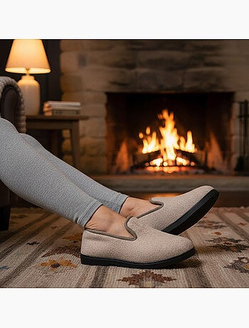 Pantofole donna ozabi invernali, feltro melange, foderate, suola estraibile