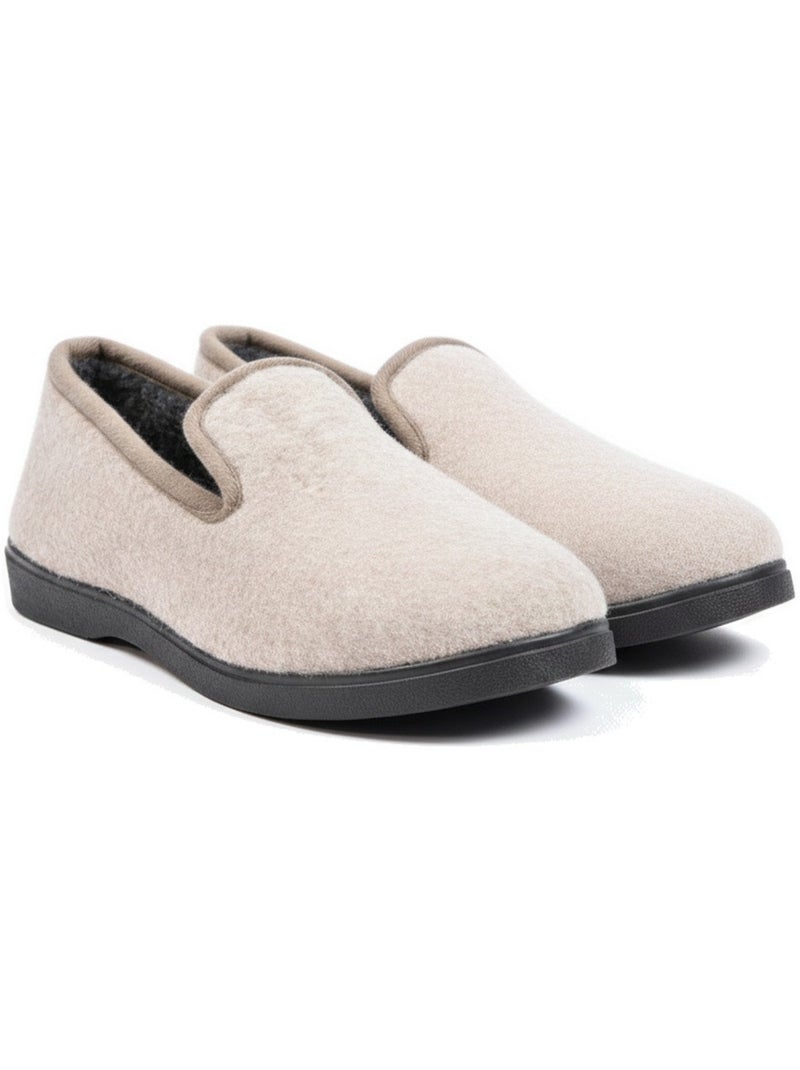 Pantofole donna ozabi invernali, feltro melange, foderate, suola estraibile Beige - Kiabi