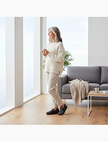 Pantofole donna ozabi invernali, feltro melange, foderate, suola estraibile