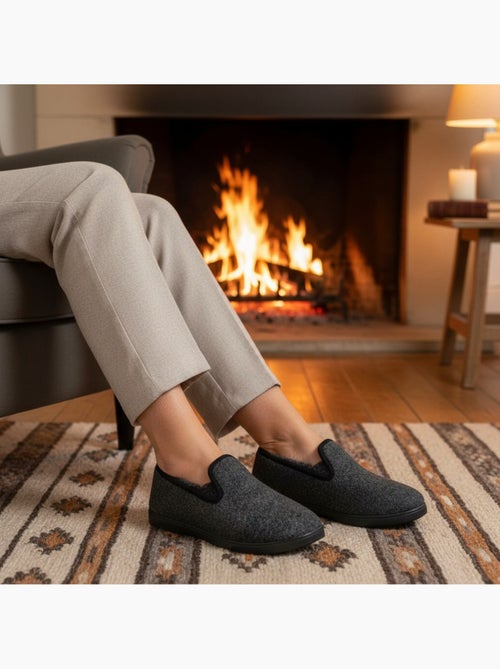 Pantofole donna ozabi invernali, feltro melange, foderate, suola estraibile - Kiabi Pantofole donna ozabi invernali, feltro melange, foderate, suola estraibile - Kiabi