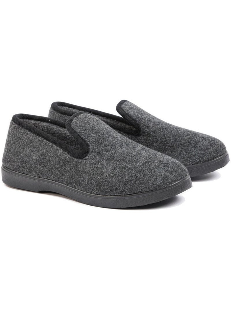 Pantofole donna ozabi invernali, feltro melange, foderate, suola estraibile Blu antracite - Kiabi