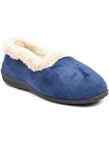Pantofole donna ozabi invernali, feutrina tinta unita, collo finta pelliccia