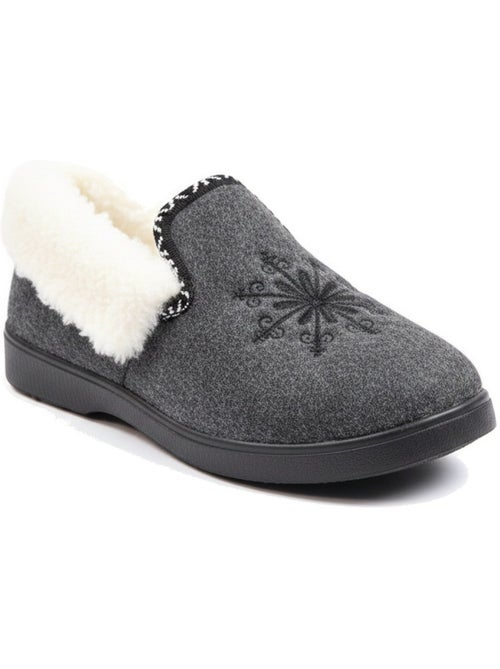 Pantofole donna ozabi invernali, ricamo fiocco, collo in pelliccia, suola estraibile - Kiabi Pantofole donna ozabi invernali, ricamo fiocco, collo in pelliccia, suola estraibile - Kiabi