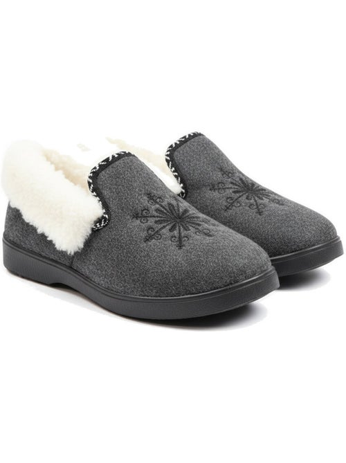 Pantofole donna ozabi invernali, ricamo fiocco, collo in pelliccia, suola estraibile - Kiabi Pantofole donna ozabi invernali, ricamo fiocco, collo in pelliccia, suola estraibile - Kiabi