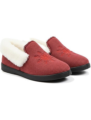 Pantofole donna ozabi invernali, ricamo fiocco, collo in pelliccia, suola estraibile