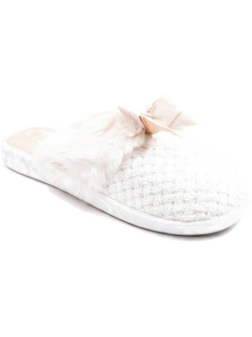 Pantofole donna ozabi, maglia lurex, collo pelliccia sintetica e fiocco - Kiabi Pantofole donna ozabi, maglia lurex, collo pelliccia sintetica e fiocco - Kiabi