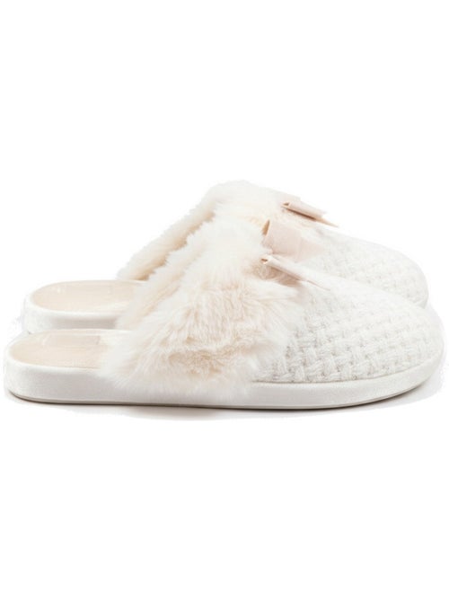 Pantofole donna ozabi, maglia lurex, collo pelliccia sintetica e fiocco - Kiabi Pantofole donna ozabi, maglia lurex, collo pelliccia sintetica e fiocco - Kiabi