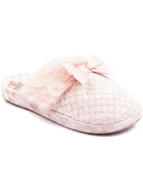 Pantofole donna ozabi, maglia lurex, collo pelliccia sintetica e fiocco - Kiabi Pantofole donna ozabi, maglia lurex, collo pelliccia sintetica e fiocco - Kiabi