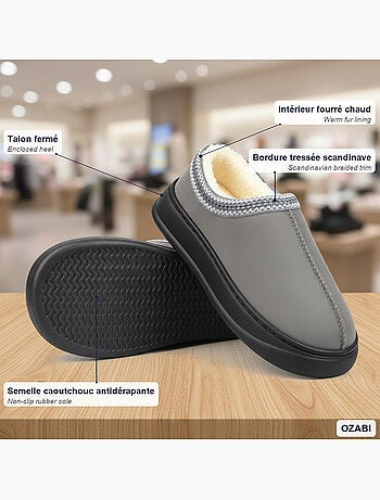 Pantofole donna stile scandinavo, tacco chiuso, interno foderato ozabi