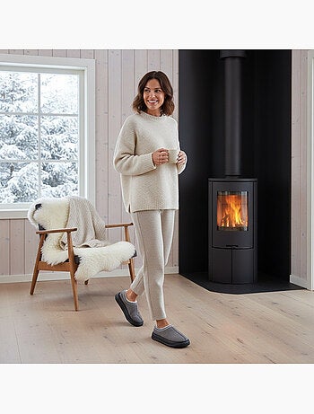 Pantofole donna stile scandinavo, tacco chiuso, interno foderato ozabi
