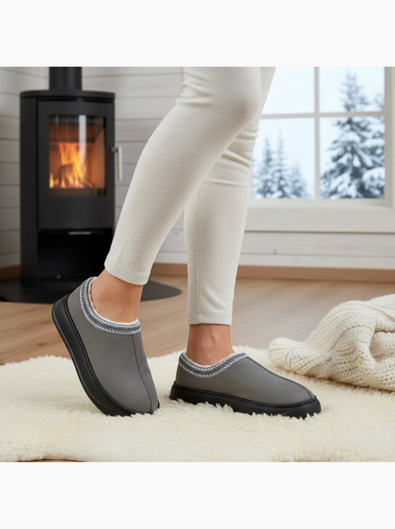 Pantofole donna stile scandinavo, tacco chiuso, interno foderato ozabi Grigio - Kiabi