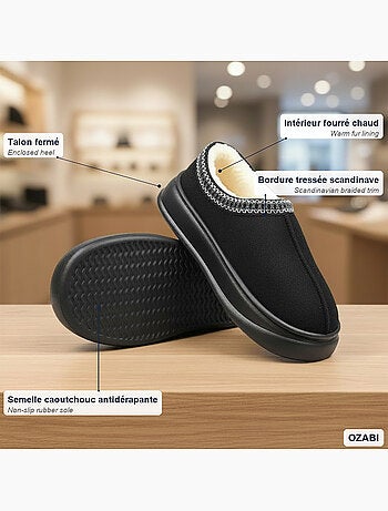 Pantofole donna stile scandinavo, tacco chiuso, interno foderato ozabi