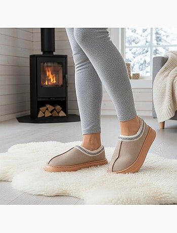 Pantofole donna stile scandinavo, tacco chiuso, interno foderato ozabi