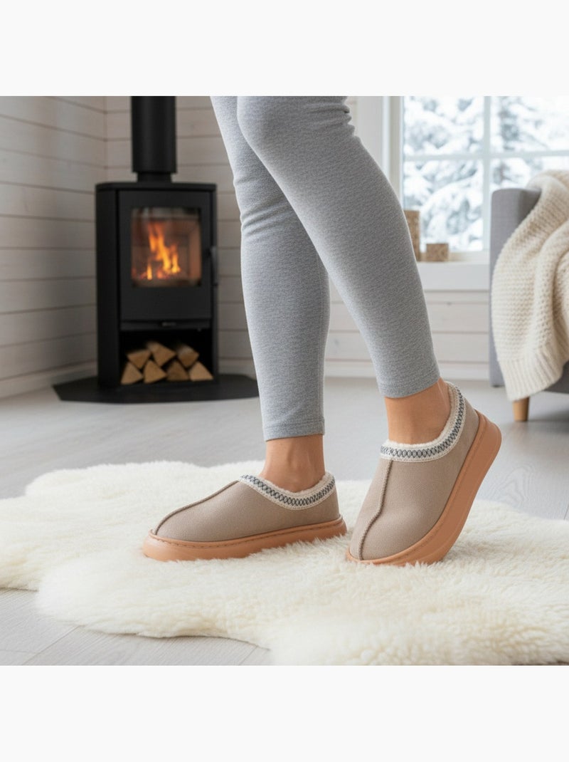 Pantofole donna stile scandinavo, tacco chiuso, interno foderato ozabi Tortora - Kiabi