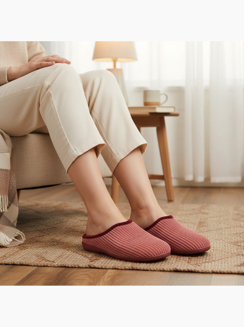 Pantofole donna tinta unita velluto a coste sintetico ozabi Bordeaux - Kiabi