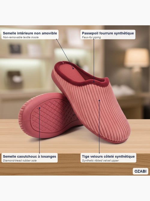 Pantofole donna tinta unita velluto a coste sintetico ozabi - Kiabi Pantofole donna tinta unita velluto a coste sintetico ozabi - Kiabi