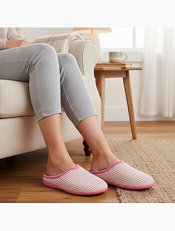 Pantofole donna tinta unita velluto a coste sintetico ozabi