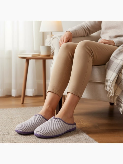 Pantofole donna tinta unita velluto a coste sintetico ozabi - Kiabi Pantofole donna tinta unita velluto a coste sintetico ozabi - Kiabi
