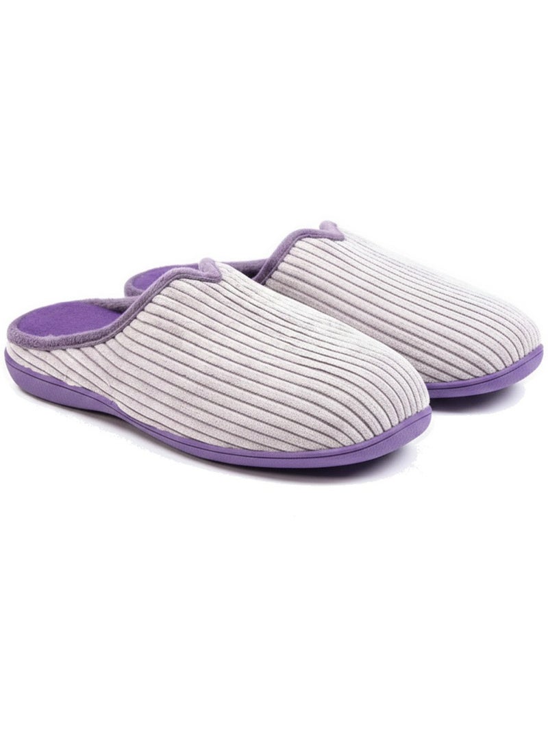 Pantofole donna tinta unita velluto a coste sintetico ozabi Viola - Kiabi