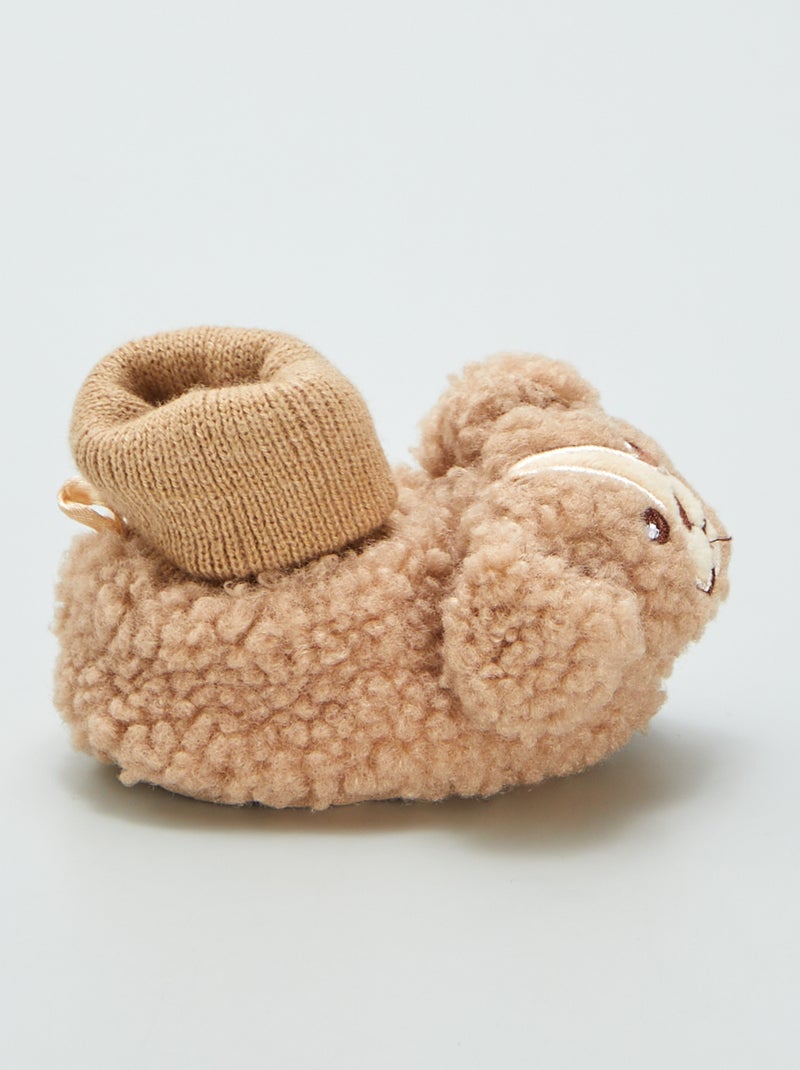 Pantofole effetto montone 'animali' MARRONE - Kiabi