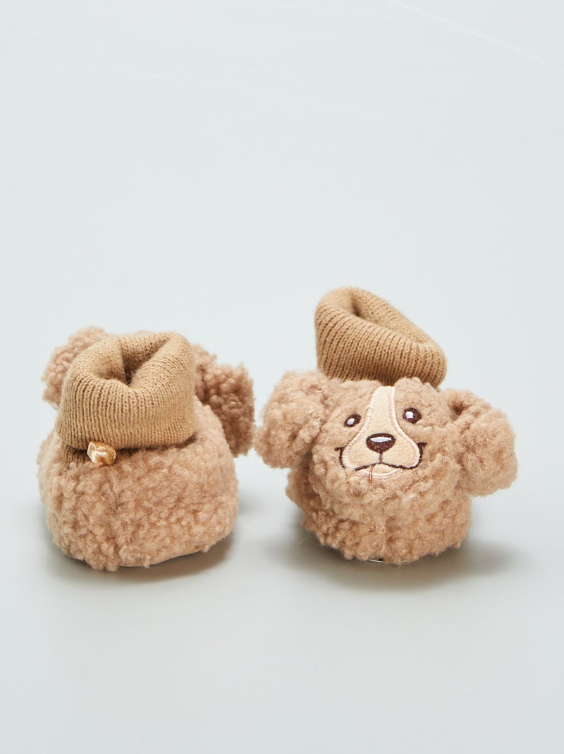 Pantofole effetto montone 'animali' MARRONE - Kiabi