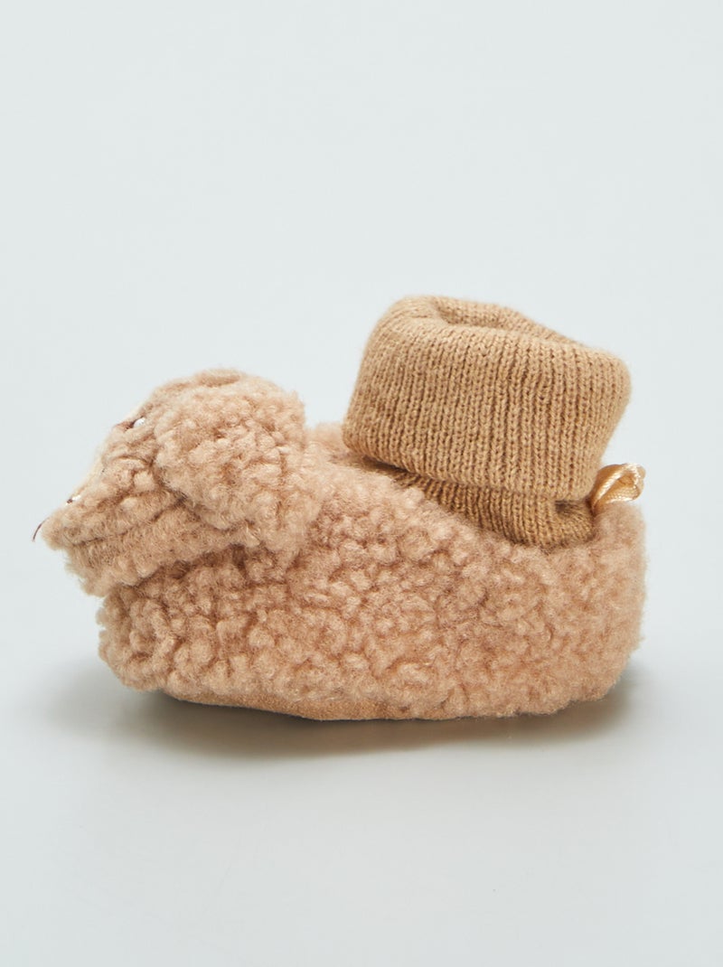 Pantofole effetto montone 'animali' MARRONE - Kiabi