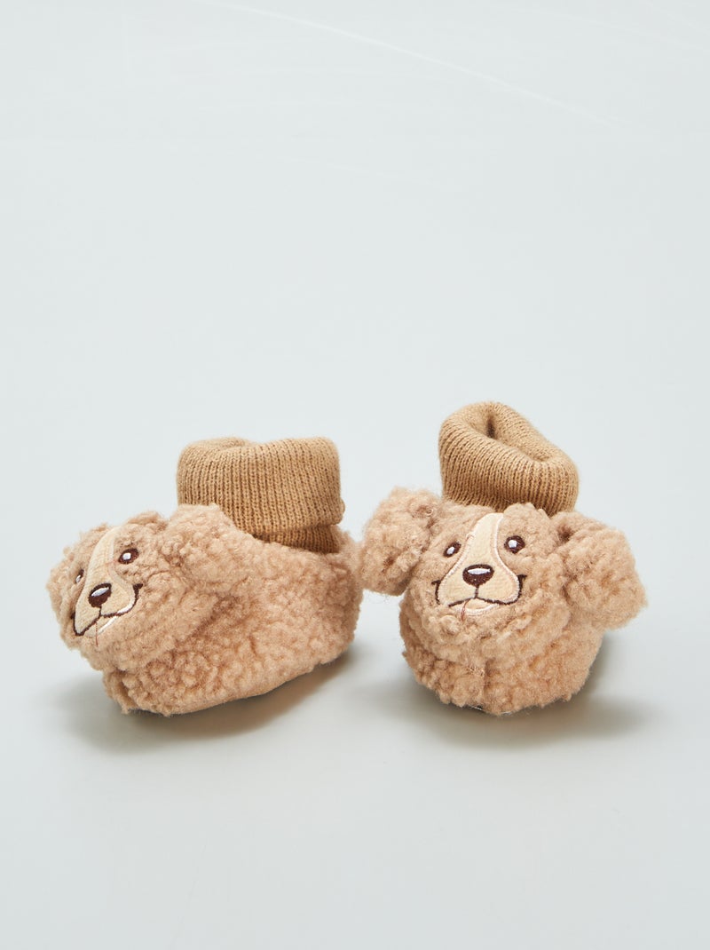 Pantofole effetto montone 'animali' MARRONE - Kiabi