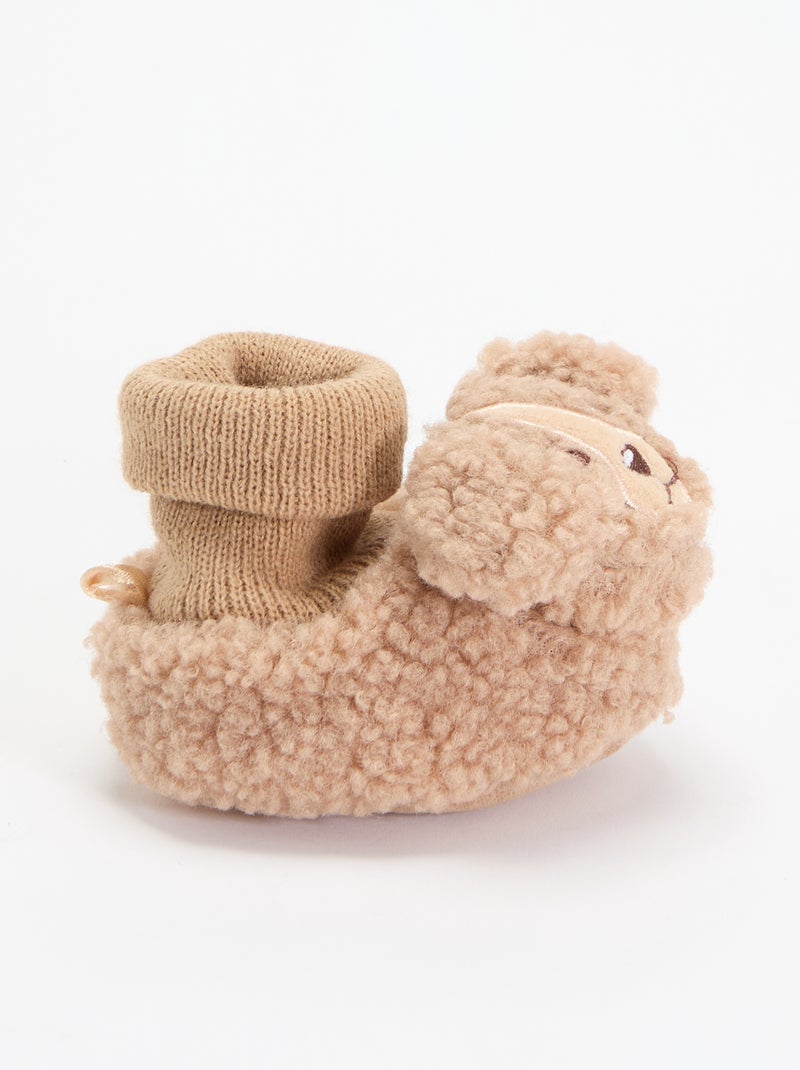 Pantofole effetto montone con testa di animale Beige - Kiabi