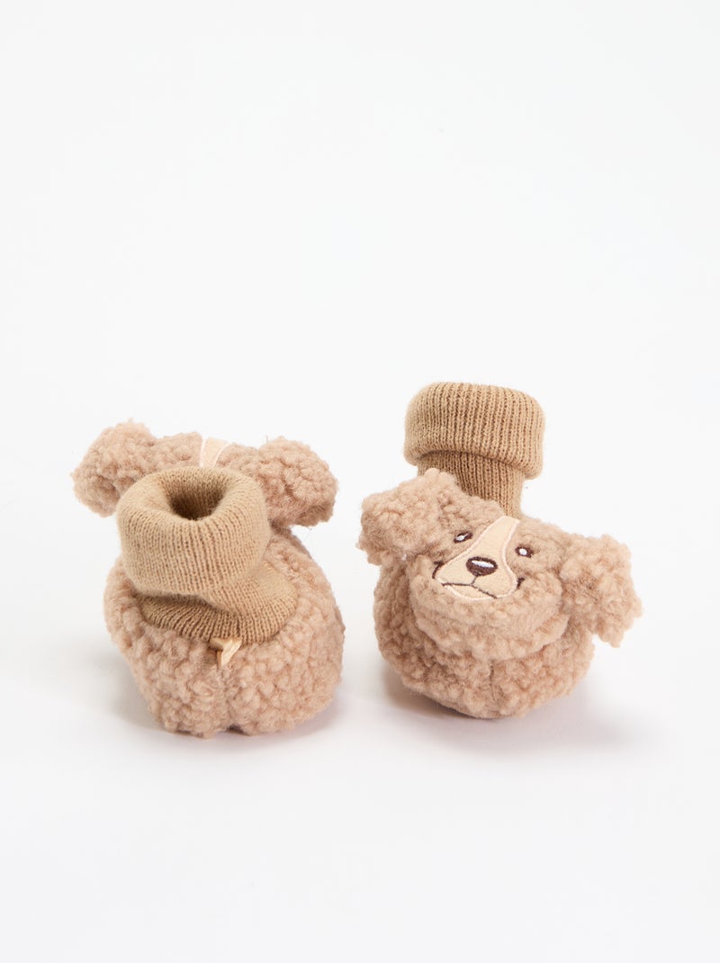 Pantofole effetto montone con testa di animale Beige - Kiabi